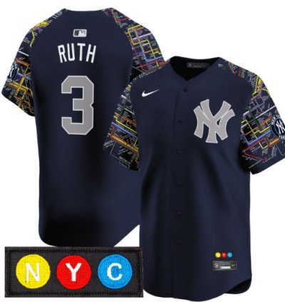 Babe Ruth Jersey 3 New York Yankees Subway Style Vapor Premier Limited Stitched