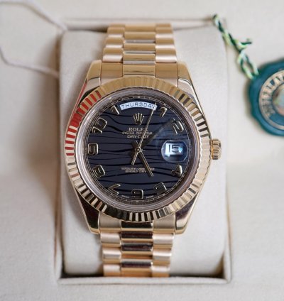 Rolex Day-date Ii Black Wave Dial