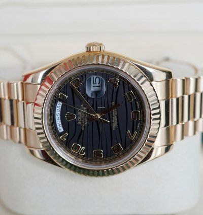 Rolex Day-date Ii Black Wave Dial