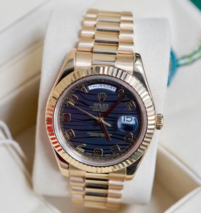 Rolex Day-date Ii Black Wave Dial