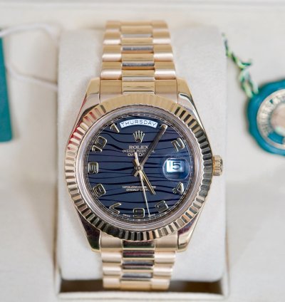 Rolex Day-date Ii Black Wave Dial