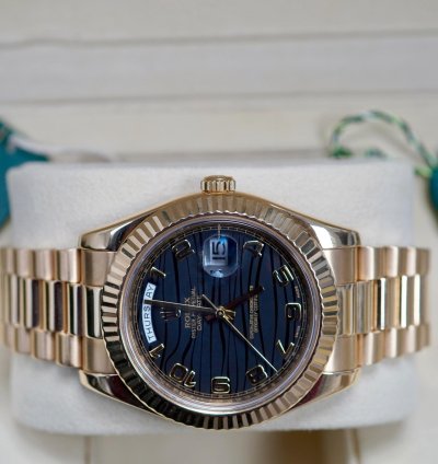 Rolex Day-date Ii Black Wave Dial