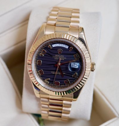 Rolex Day-date Ii Black Wave Dial