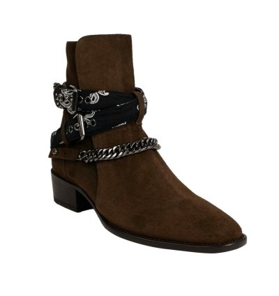 Chocolate Brown Suedebandana Buckle Ankleboots Shoe Size 12