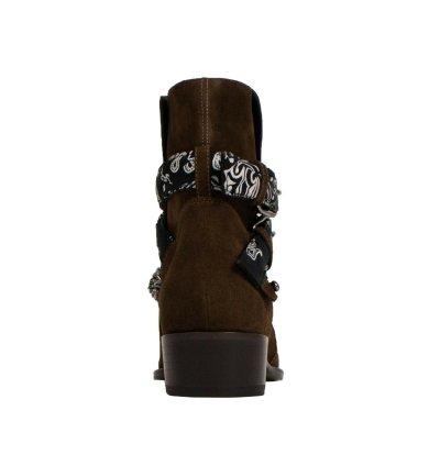 Chocolate Brown Suedebandana Buckle Ankleboots Shoe Size 12