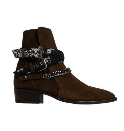 Chocolate Brown Suedebandana Buckle Ankleboots Shoe Size 12