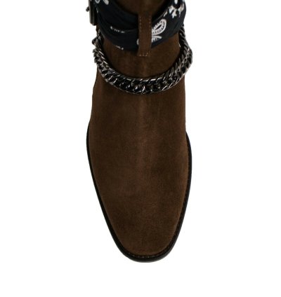 Chocolate Brown Suedebandana Buckle Ankleboots Shoe Size 12