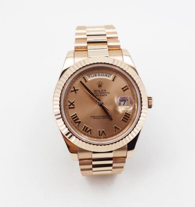 Rolex Day-date Ii Presidential 41mm Rose Gold Pink Roman Dial Presidential Bracelet 218235