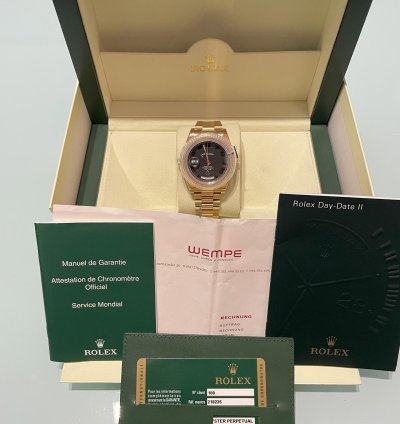 Rolex Day-date Ii Unworn Full Set Manufacturer Glued Lc0100 Sales Invoice