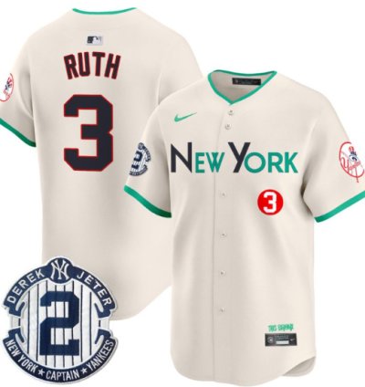 Babe Ruth Jersey 3 New York Yankees City Connect Vapor Premier Limited Stitched Cream