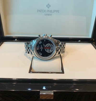 Patek Philippe Annual Calendar Chronograph Black Dial Stainless Steel 40 52018 - 5960 1a-010