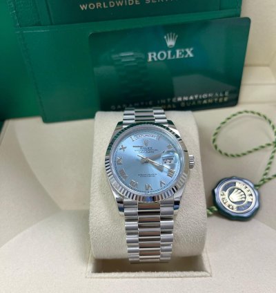 Rolex Day-date Platinum Ice Blue Roman Dial President Bracelet 128236
