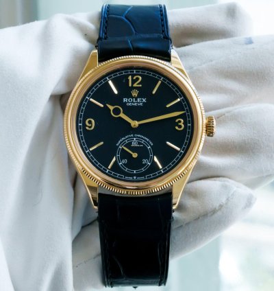 Rolex 1908 Yellow Gold Black Alligator Strap