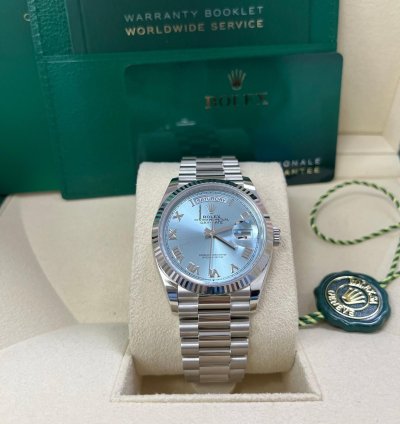 Rolex Day-date Platinum Ice Blue Roman Dial President Bracelet 128236