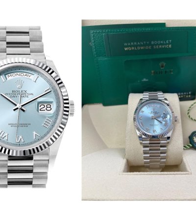 Rolex Day-date Platinum Ice Blue Roman Dial President Bracelet 128236