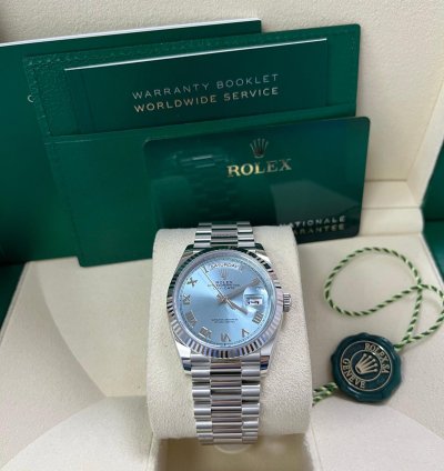 Rolex Day-date Platinum Ice Blue Roman Dial President Bracelet 128236