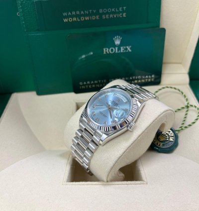 Rolex Day-date Platinum Ice Blue Roman Dial President Bracelet 128236