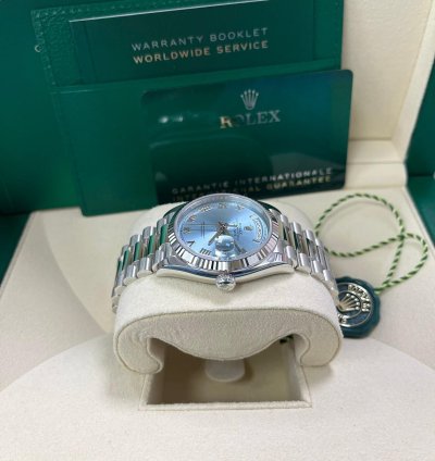 Rolex Day-date Platinum Ice Blue Roman Dial President Bracelet 128236