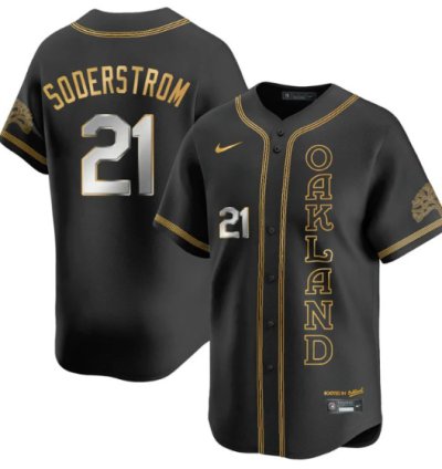 Tyler Soderstrom Jersey 21 Oakland Athletics City Connect Concept Stitched Black Gold
