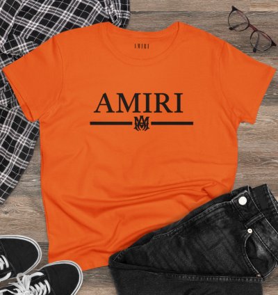 Amiri Core Womens Shirt Orange Softstyle Tee Made Usa