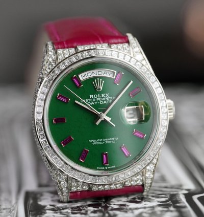 Rolex Day-date With Diamonds Jade Dial 128459tbr