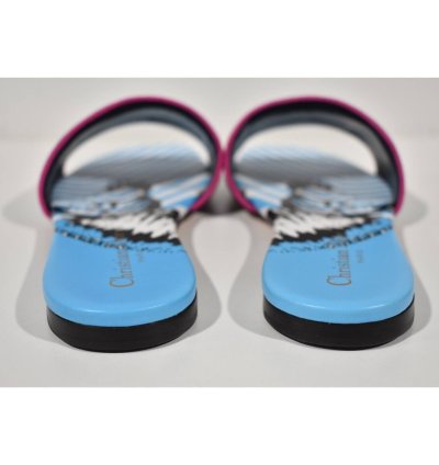 Christian Dior Dway Jungle Blue Embroidered Slide Sandal