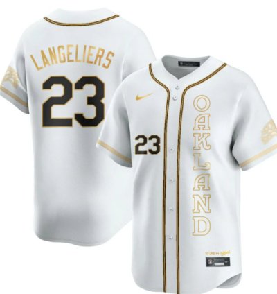 Shea Langeliers Jersey 23 Oakland Athletics City Connect Concept Stitched White Gold