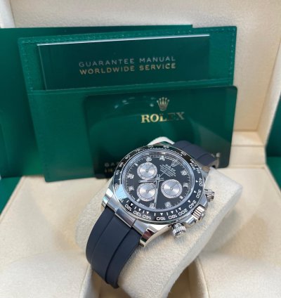 Rolex Black Cerachrom Bezel - Black And Silver Diamond Dial - Oysterflex Strap 126519ln