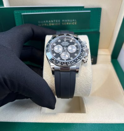 Rolex Black Cerachrom Bezel - Black And Silver Diamond Dial - Oysterflex Strap 126519ln