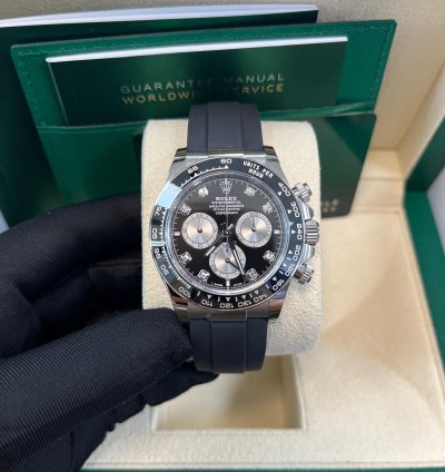 Rolex Black Cerachrom Bezel - Black And Silver Diamond Dial - Oysterflex Strap 126519ln
