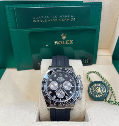 Rolex Black Cerachrom Bezel - Black And Silver Diamond Dial - Oysterflex Strap 126519ln