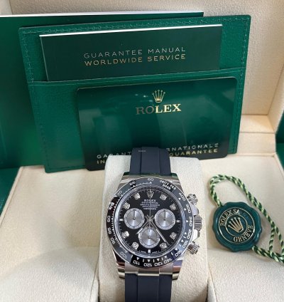 Rolex Black Cerachrom Bezel - Black And Silver Diamond Dial - Oysterflex Strap 126519ln