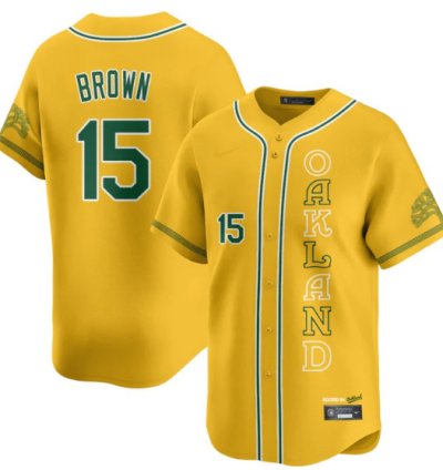 Seth Brown Jersey 15 Oakland Athletics City Connect Concept Stitched Yellow