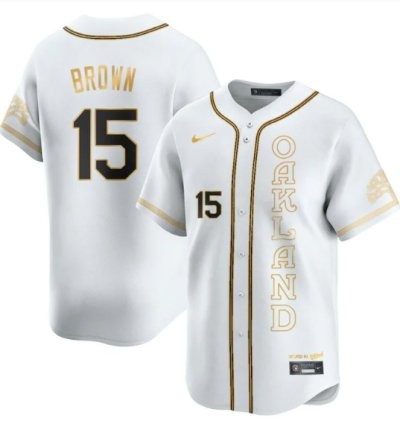 Seth Brown Jersey 15 Oakland Athletics City Connect Concept Stitched White Gold