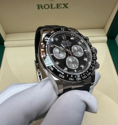 Rolex Daytona 2025 New Daytona White Gold Black Diamond Oysterflex