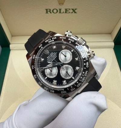 Rolex Daytona 2025 New Daytona White Gold Black Diamond Oysterflex