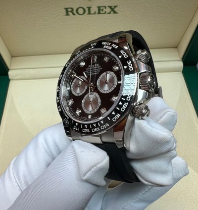 Rolex Daytona 2025 New Daytona White Gold Black Diamond Oysterflex