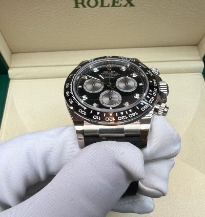 Rolex Daytona 2025 New Daytona White Gold Black Diamond Oysterflex