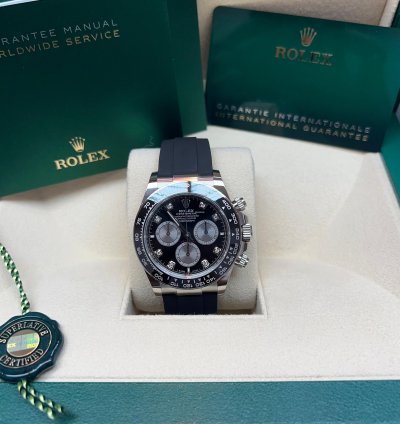 Rolex Daytona 2025 New Daytona White Gold Black Diamond Oysterflex