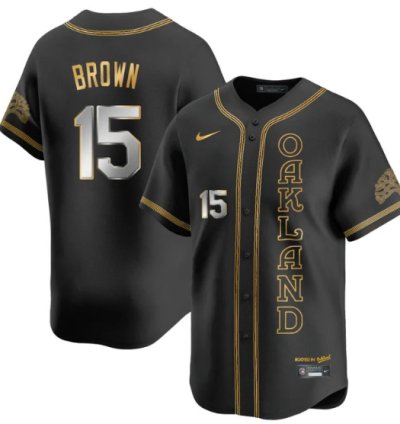 Seth Brown Jersey 15 Oakland Athletics City Connect Concept Stitched Black Gold