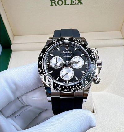 Rolex Daytona 2025 New Daytona White Gold Black Oysterflex