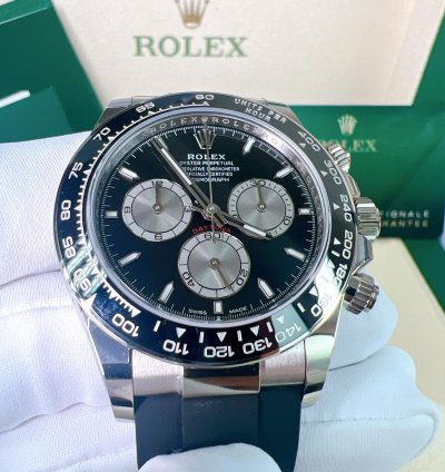 Rolex Daytona 2025 New Daytona White Gold Black Oysterflex