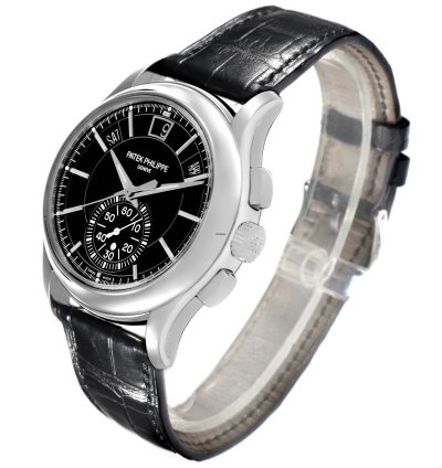 Patek Philippe Annual Calendar Chronograph Complications Annual Calendar Black Dial Platinum Watch 5905