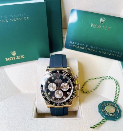 Rolex Daytona 2025 New Daytona Yellow Gold Black Diamond Oysterflex