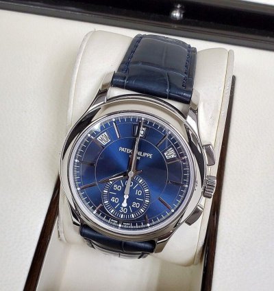 Patek Philippe Annual Calendar Chronograph Complications Annual Calendar Blue Baguette 5905p 001 Box Papers