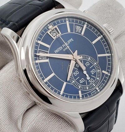 Patek Philippe Annual Calendar Chronograph Complications Annual Calendar Blue Baguette 5905p 001 Box Papers