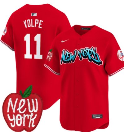 Anthony Volpe Jersey 11 New York Yankees Apple Patch Vapor Premier Limited Stitched Red