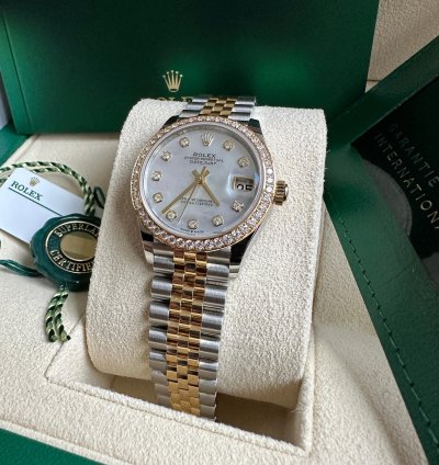 Rolex Datejust 31 2023 Two Tone Yellow Gold Mother Of Pearl Dial Fluted Bezel Jubilee Bracelet