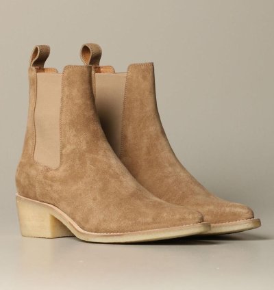 Crepe Suede Chelsea Boots In Brown
