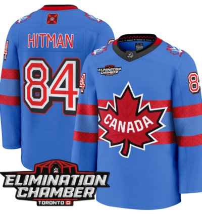 Men The Hitman Jersey 84 Elimination Chamber Toronto 2025 Stitched Royal